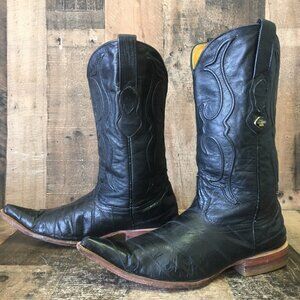 Los Altos Pointed Toe Black Cowboy Boots Mens 9.5 EE